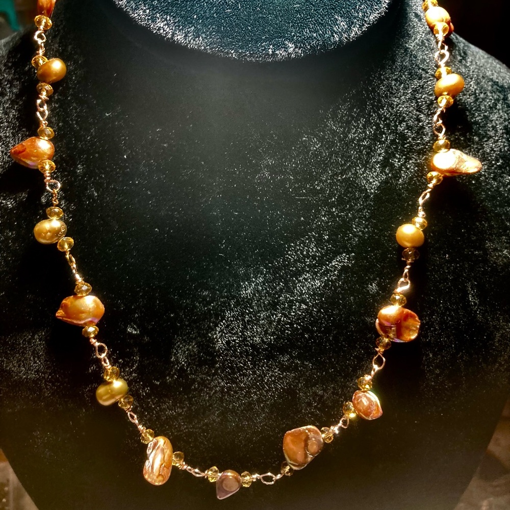 Gold Pearl and Shell Bead Necklace - Elegant Women’s Jewelry